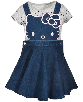 Hello Kitty Little Girls 2-Pc. Denim Skirtall & T-Shirt Set