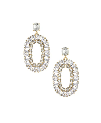 Ettika Sparkle Oval Dangle Earrings in 18K Gold Plating