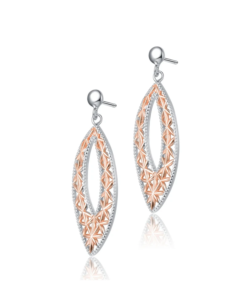 Elegant Sterling Silver Two-Tone Dangling Earrings