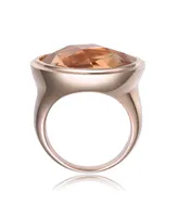 Sterling Silver 18K Rose Gold Plated Pink Cubic Zirconia Solitaire Ring