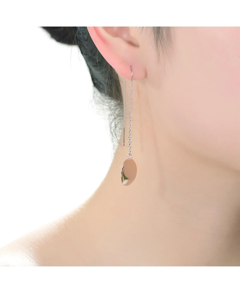 Classy Sterling Silver with Round Rose Gold Plated Metals Dangling Earrings.