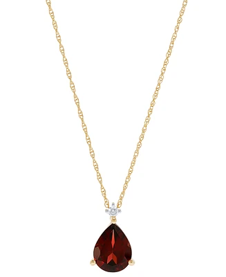 Garnet (1-3/4 ct. t.w.) & Diamond Accent 18" Pendant Necklace in 14k Gold