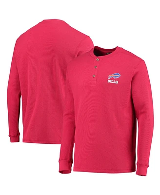 Men's Dunbrooke Red Buffalo Bills Logo Maverick Thermal Henley Long Sleeve T-shirt