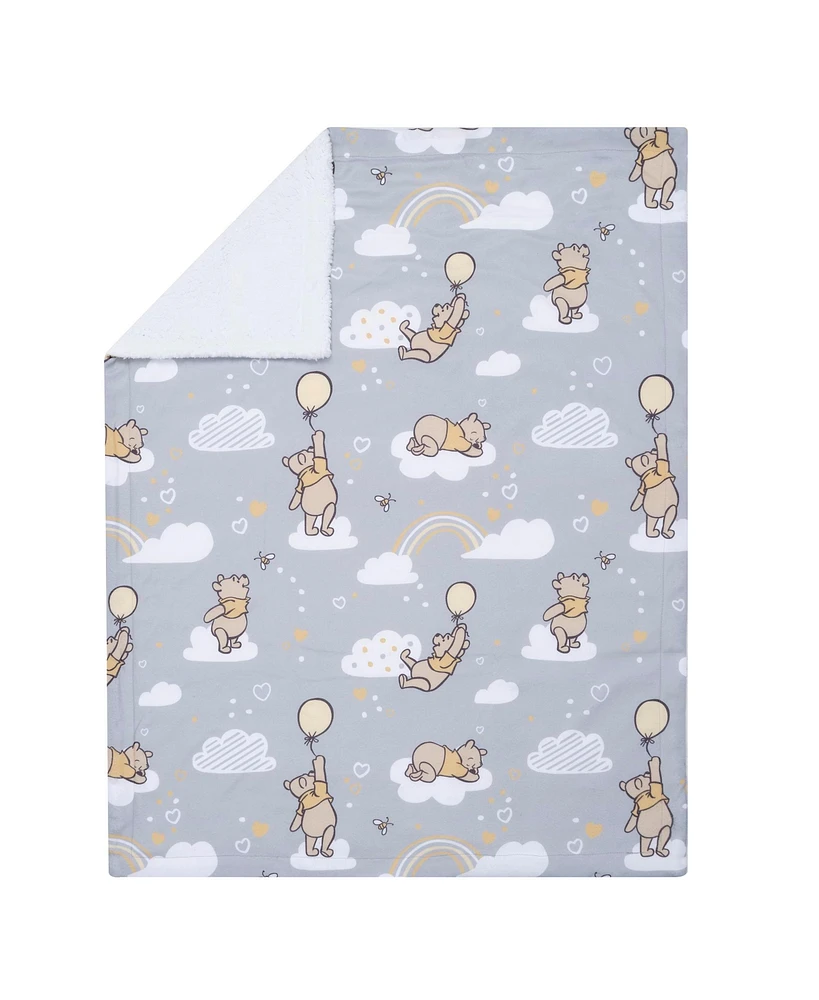 Lambs & Ivy Disney Baby Hunny Bear Winnie the Pooh Gray Soft Sherpa Baby Blanket