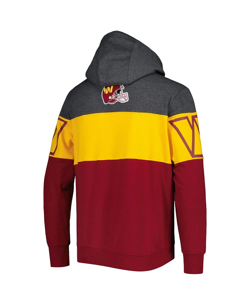 Men's Starter Heather Charcoal, Burgundy Washington Commanders Extreme Pullover Hoodie