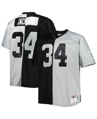 Men's Mitchell & Ness Bo Jackson Black, Silver Las Vegas Raiders Big and Tall Split Legacy Retired Player Replica Jersey