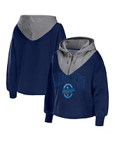 Women's Wear by Erin Andrews Navy Dallas Mavericks Pieced Quarter-Zip Hoodie Jacket