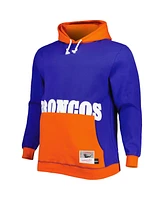 Men's Mitchell & Ness Navy, Orange Denver Broncos Big and Tall Face Pullover Hoodie