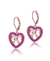 Gv Sterling Silver with 18K Rose Gold Plated Heart Leverback Earrings