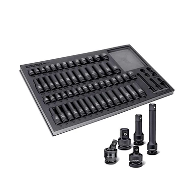 Powerbuilt 63 Piece 6 Point Sae and Metric Pro Tech Impact Socket Set