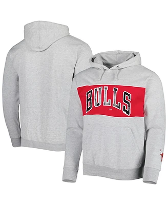 Men's Fanatics Heather Gray Chicago Bulls Wordmark French Terry Pullover Hoodie