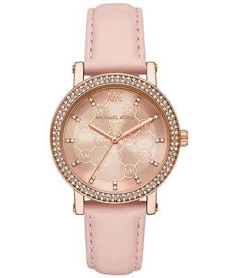 Michael Kors Women's Corey Three-Hand Blush Leather Watch 38mm