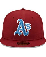 Men's New Era Cardinal Oakland Athletics 40th Anniversary Air Force Blue Undervisor 59FIFTY Fitted Hat