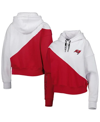 Women's Dkny Sport White, Red Tampa Bay Buccaneers Bobbi Color Blocked Pullover Hoodie