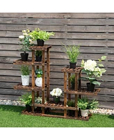 6Tier 13 Pots Wooden Plant Flower Display Stand Wood Shelf