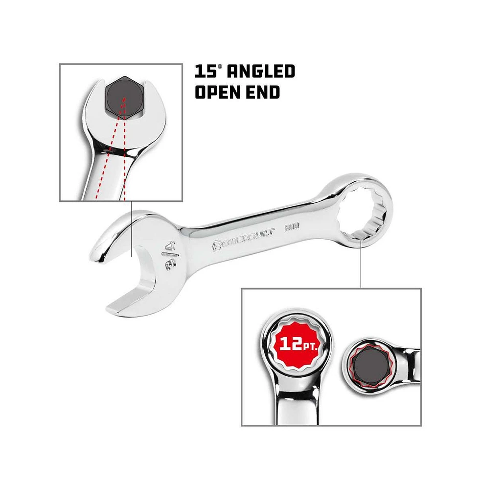 Powerbuilt 7 Piece Sae Stubby Combination Wrench Set