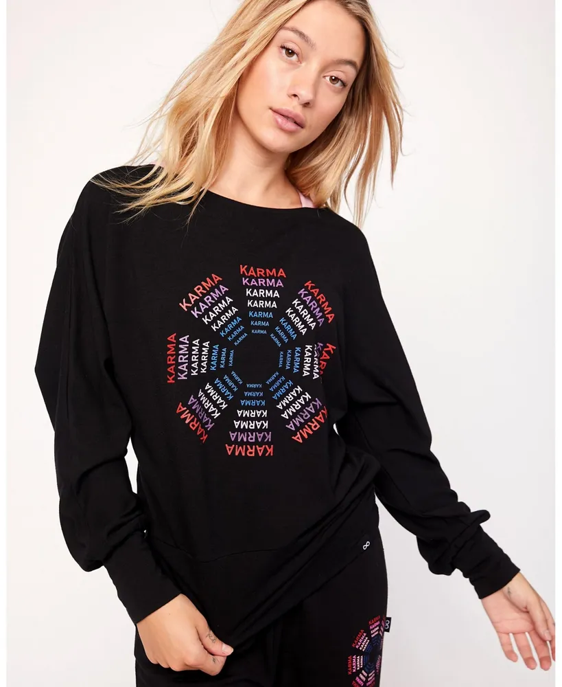 Rebody Active Women's Karma Graphic Viscose Blend Long Sleeve Top
