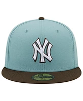 Men's New Era Light Blue and Brown New York Yankees 1999 World Series Beach Kiss 59FIFTY Fitted Hat