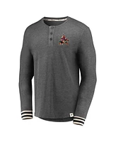 Men's Fanatics Heathered Charcoal Arizona Coyotes True Classics Henley Long Sleeve T-shirt