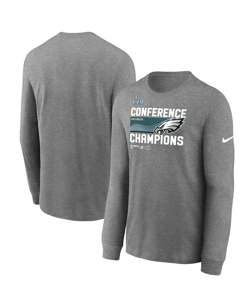 Men's Nike Charcoal Philadelphia Eagles 2022 Nfc Champions Locker Room Trophy Collection Long Sleeve T-shirt