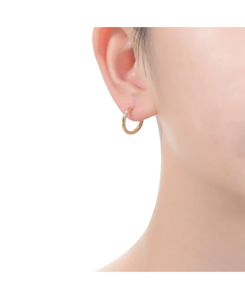 Sterling Silver 14k Yellow Gold Plated with Cubic Zirconia Hoop Earrings