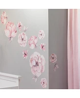 Lambs & Ivy Signature Botanical Baby Pink/Gray Watercolor Floral Wall Decals