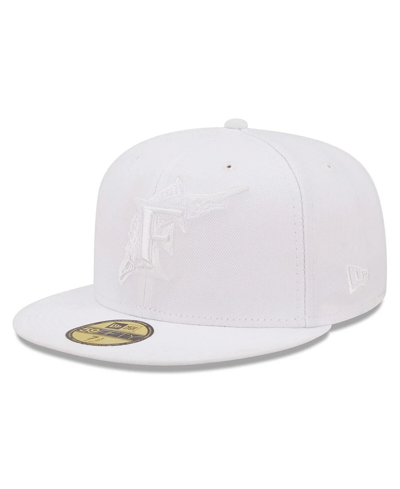 Men's New Era Miami Marlins White on White 59FIFTY Fitted Hat