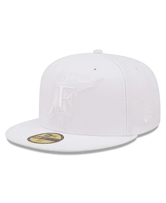 Men's New Era Miami Marlins White on White 59FIFTY Fitted Hat