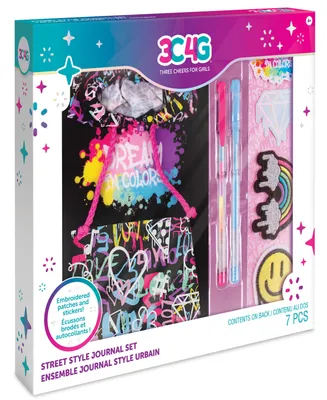 Three Cheers For Girls 3C4G Street Style Journal 7 Piece Set, Make It Real, Teens Tweens Girls, 160 Page Lined Journal, Hoodie Style Cover Diary