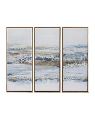 Rosemary Lane Canvas Landscape Framed Wall Art with Gold-Tone Frame Set of 3, 20" x 39"