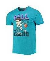 Men's Homage LaMelo Ball Heathered Teal Charlotte Hornets Caricature Tri-Blend T-shirt