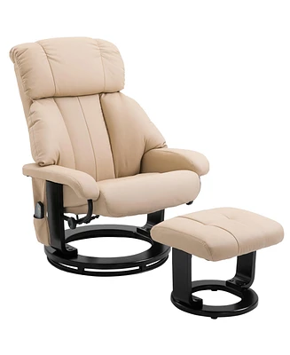 Homcom Massage Recliner Chair, Footrest, 360 Swivel Lounger w/ Ottoman,