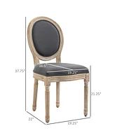 Homcom 2pc French-Style Linen Backrest Upholste Dining Accent Chairs,