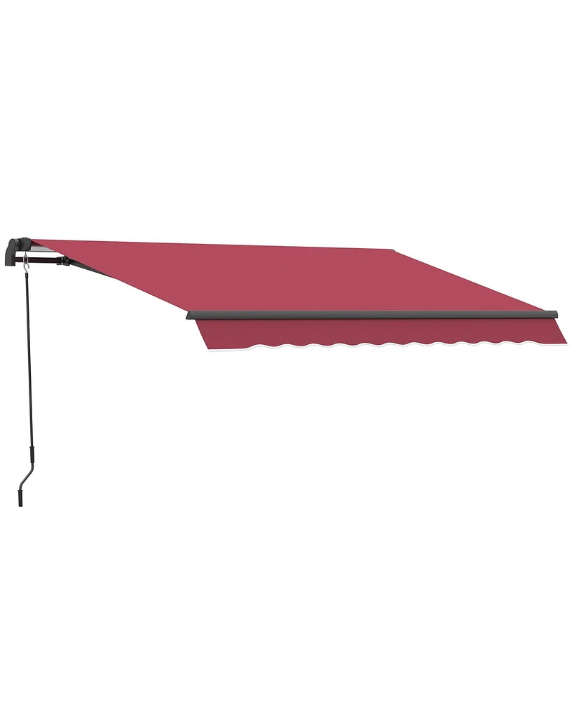 Outsunny 10' x 8 Manual Retractable Sun Shade Awning, Wine