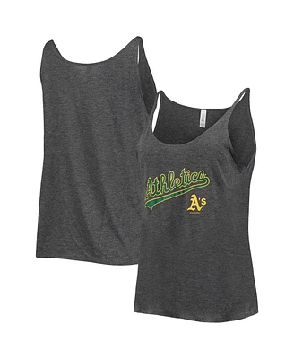 Women's Soft As A Grape Heathered Charcoal Oakland Athletics Slouchy Tank Top