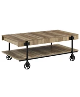 Furniture of America Luther 2 Piece Steel Industrial Coffee End Table Set