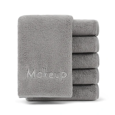 Makeup Remover Wash Cloths (Pack of 6), Soft Coral Fleece Microfiber Washcloths for Make Up, Embroidered, 13 x in. Color Options