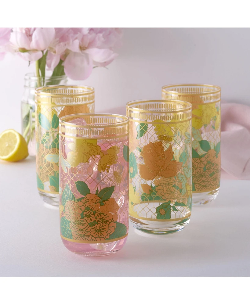 Fitz and Floyd Vintage-Like Vibe 19-oz Highball Glasses 4-Piece Set