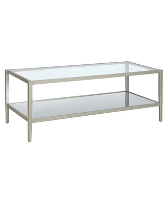 Hudson & Canal Hera 45" Wide Metal Rectangular Coffee Table with Mirror Shelf