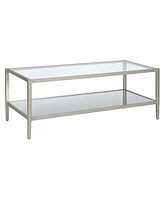 Hudson & Canal Hera 45" Wide Metal Rectangular Coffee Table with Mirror Shelf