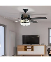 52'' Ceiling Fan W/Light Reversible Blade Adjustable Speed Remote Control