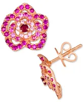 Le Vian Passion Ruby (1/8 ct. t.w.) & Bubble Gum Pink Sapphire (1-1/6 ct. t.w.) Flower Stud Earrings in 14k Rose Gold