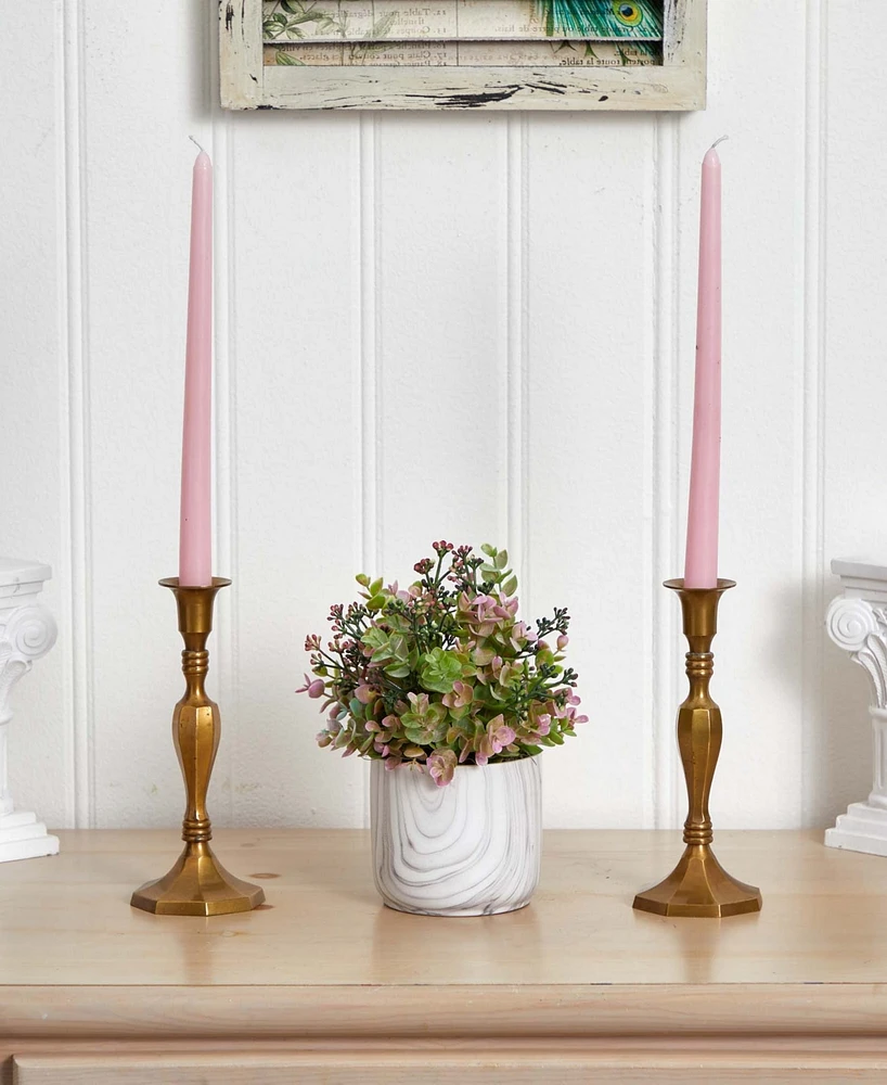 Nearly Natural Eucalyptus Artificial Plant in Marble Finished Vase