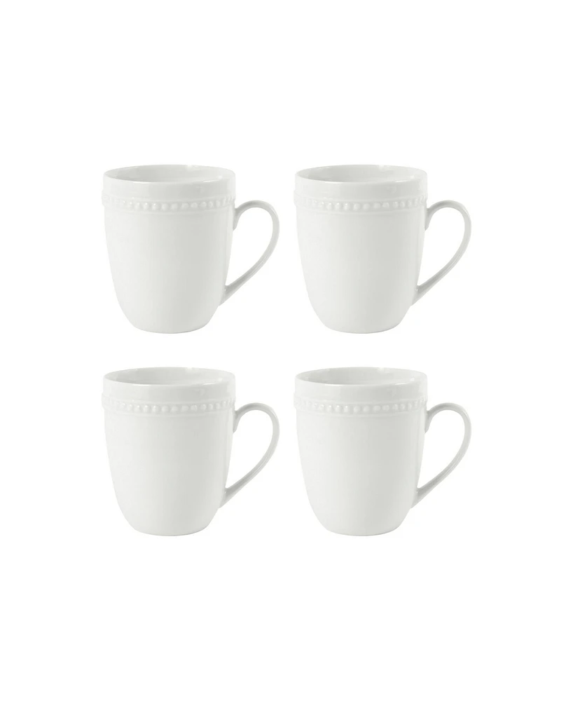 Fitz and Floyd Everyday Whiteware Beaded Mug 4 Piece Set