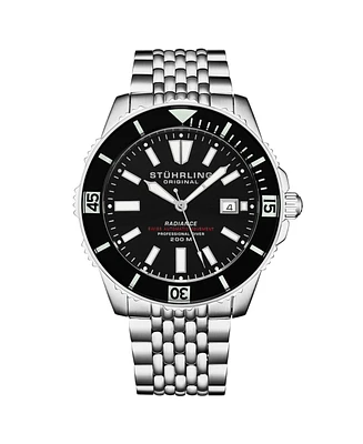 Stuhrling Men's Depthmaster Silver-tone Stainless Steel , Black Dial