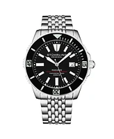 Stuhrling Men's Depthmaster Silver-tone Stainless Steel , Black Dial