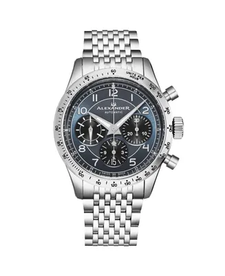 Alexander Men's Megalos Silver-tone Stainless Steel , Blue Dial , 51mm Round Watch