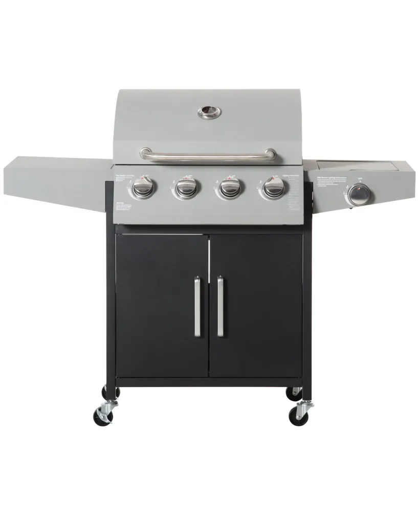 Outsunny 4 Burner Propane Gas Grill with Side Burner,