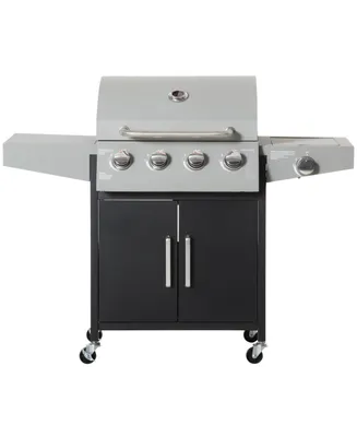 Outsunny 4 Burner Propane Gas Grill with Side Burner,