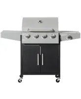 Outsunny 4 Burner Propane Gas Grill with Side Burner,